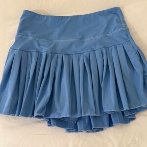 Blue Pleated Mini Skirt